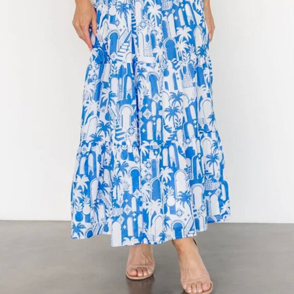Baltic Born Catira Maxi Dress, Size L, Blue and White - Picture 3 of 3